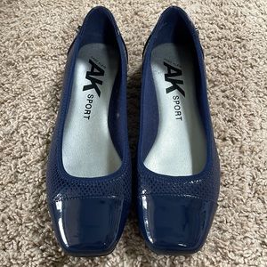 Anne Klein Sport navy square-toe ballet flats